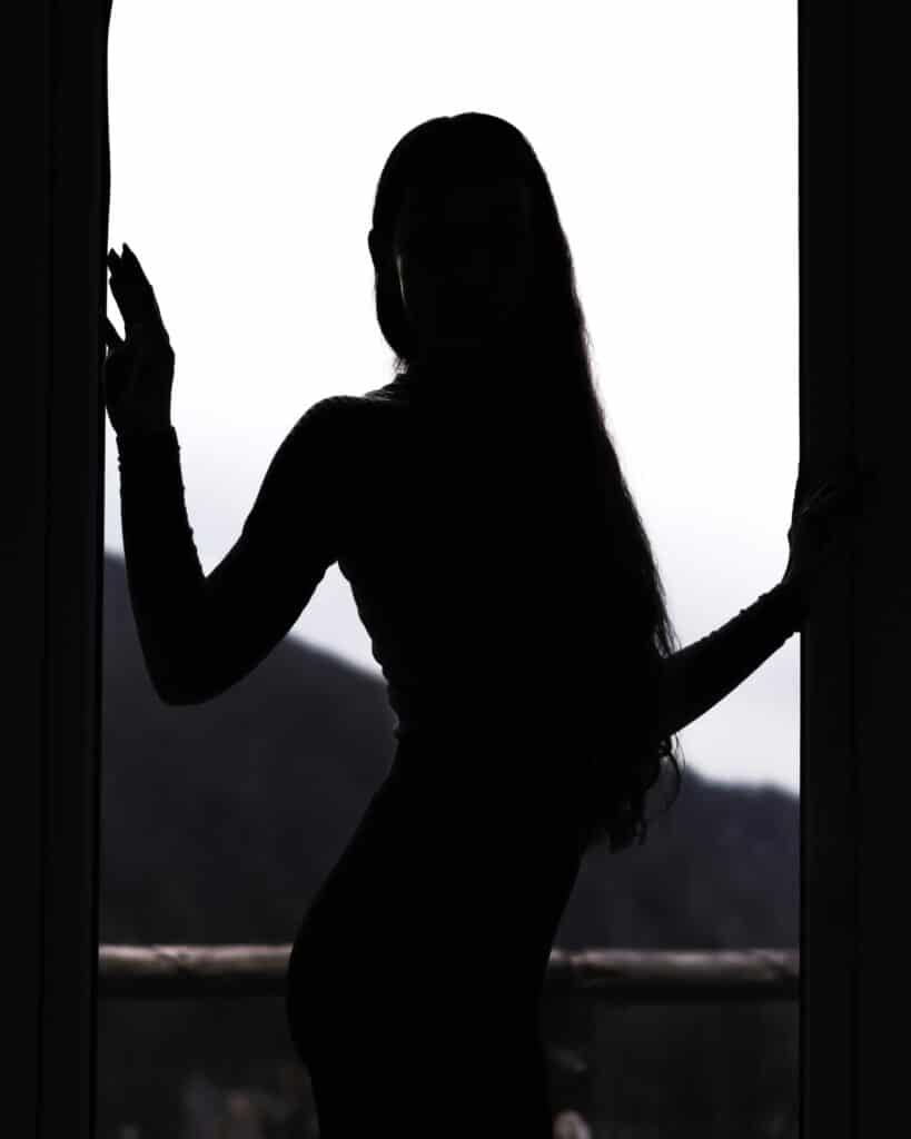 Women silhouette in black and white