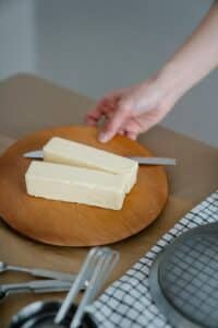 Butter on a wooden plate